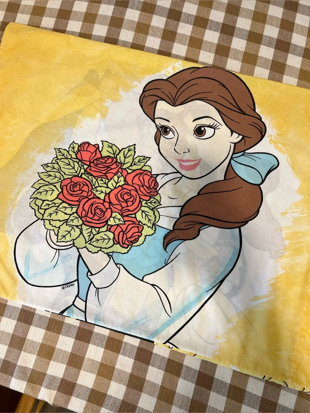 Vintage 90s Disney Princess Belle Beauty & the Beast Pillowcase Bedroom Bedding